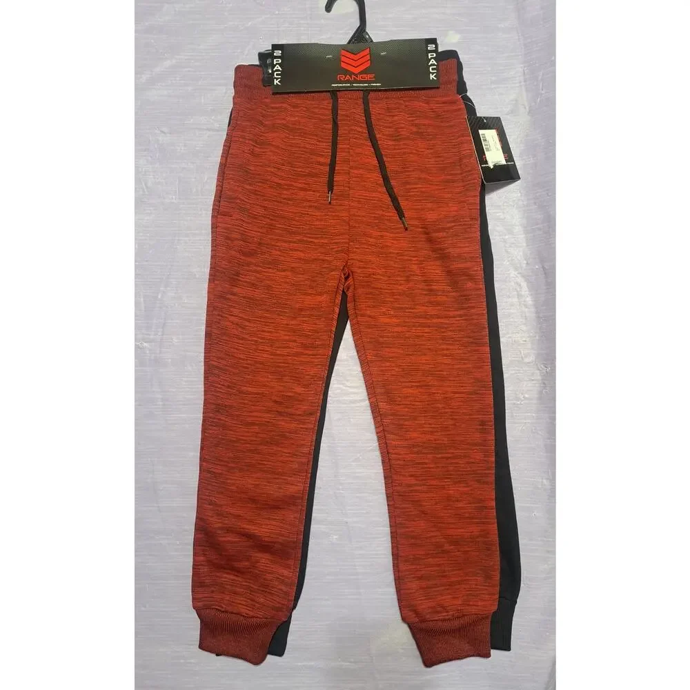 Boys 2-Pack Red & Black Athletic Performance Jogger Pants with Pockets Size 8